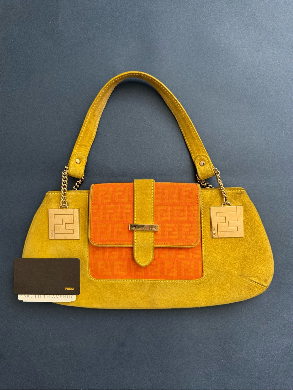 Fendi Green & Orange Shoulder Bag